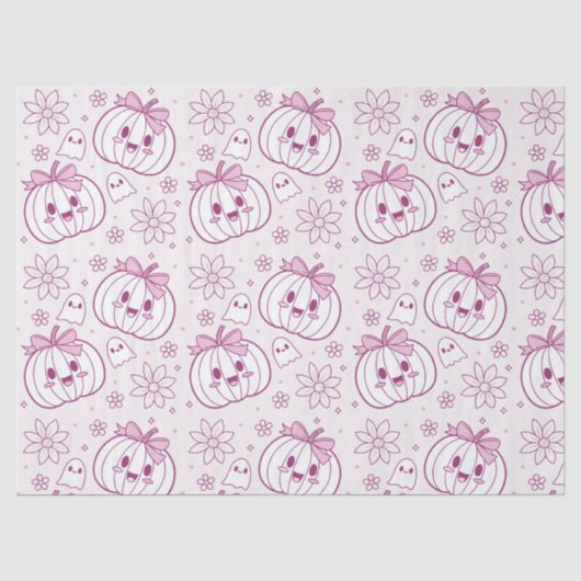 かわいいカボチャ、幽霊&花 薄葉紙 (正面)
