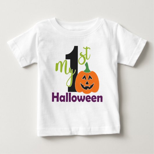 かわいいカボチャ、私の最初のハロウィーン ベビーTシャツ (正面)