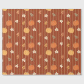 かわいいカボチャ&離れシームレス秋ストライプ ラッピングペーパー (フラット)