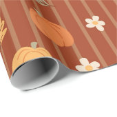 かわいいカボチャ&離れシームレス秋ストライプ ラッピングペーパー (ロールコーナー)