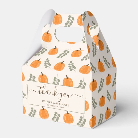 かわいいカボチャeucalyptus秋赤ちゃんシャワーありがとう フェイバーボックス (正面サイド)