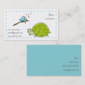 かわいいカメおよび歌う鳥の名刺 名刺 (正面/裏面)