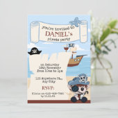 かわいいカメと船の海賊パーティー招待状 招待状 (スタンド正面)