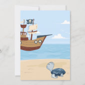 かわいいカメと船の海賊パーティー招待状 招待状 (裏面)