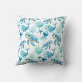 かわいいカメのアクアブルーパーソナライズされたネームベビーギフト クッション (裏面)