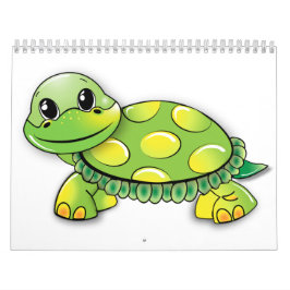 かわいいカメのイラストが描かれた幼稚園向けデザイン カレンダー
