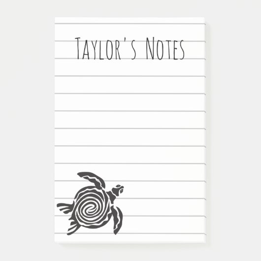 かわいいカメのオリジナル名の付箋メモ ポストイット (正面)