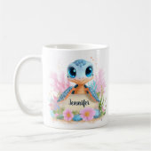 かわいいカメのカスタムネーム入り動物 コーヒーマグカップ (左)