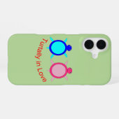 かわいいカメのカップル iPhone 16ケース (裏面横)