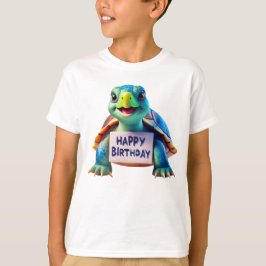 かわいいカメのキャラクター誕生日イラスト Tシャツ