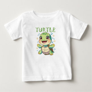 かわいいカメのキャラクター ベビーTシャツ