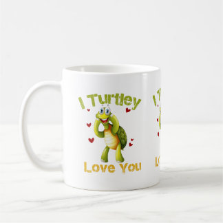 かわいいカメのダジャレ I Turtley Love You コーヒーマグカップ