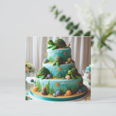 かわいいカメのテーマのデコレーション誕生日ケーキ カード (スタンド正面)