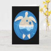 かわいいカメのデザイン カメの動物 海のギフト カード (黄色い花)