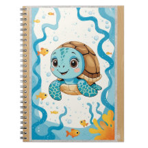 かわいいカメのノートブック 海をテーマにしたジャーナル、かわいい🐢💙