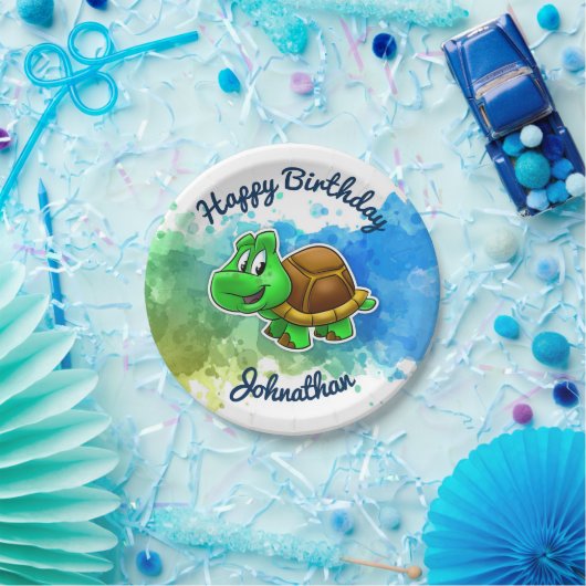 かわいいカメのパーティーのプレート ペーパープレート (パーティー)