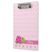 かわいいカメのピンクのクリップボパーソナライズされたード クリップボード (左)