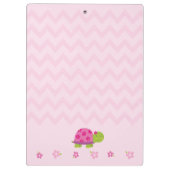 かわいいカメのピンクのクリップボパーソナライズされたード クリップボード (裏面)