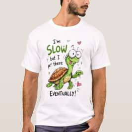 かわいいカメのモチベーションマンガデザイン Tシャツ