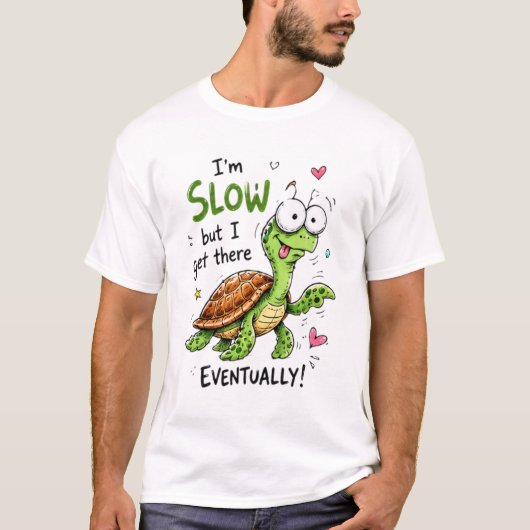かわいいカメのモチベーションマンガデザイン Tシャツ (正面)
