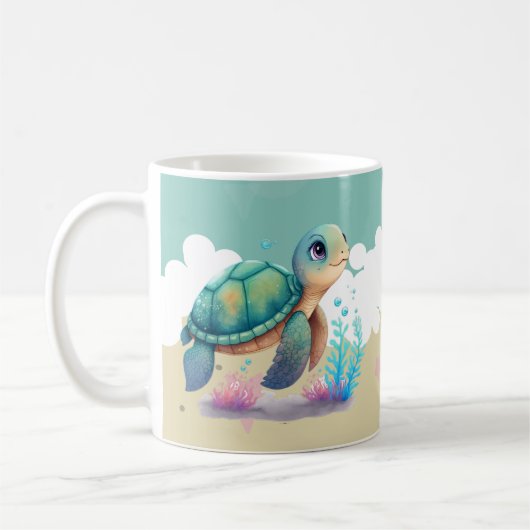かわいいカメの子供の名前 コーヒーマグカップ (左)