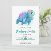 かわいいカメの子供の誕生日パーティー 招待状 (スタンド正面)