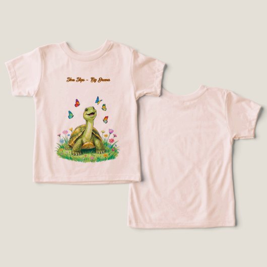 かわいいカメの子供用Tシャツ (デザイン正面&裏面)