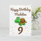 かわいいカメの水玉模様の誕生日カード カード (スタンド正面)