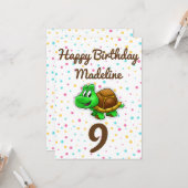 かわいいカメの水玉模様の誕生日カード カード (正面/裏面インサイチュ)