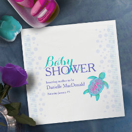 かわいいカメの水色カスタムの赤ちゃんシャワーナプキン スタンダードランチョンナプキン