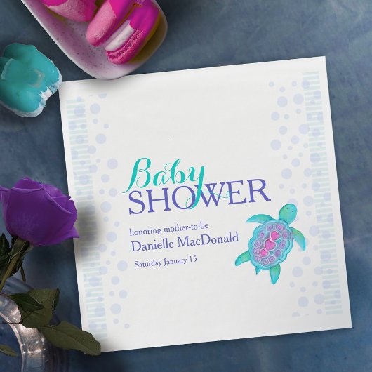 かわいいカメの水色カスタムの赤ちゃんシャワーナプキン スタンダードランチョンナプキン