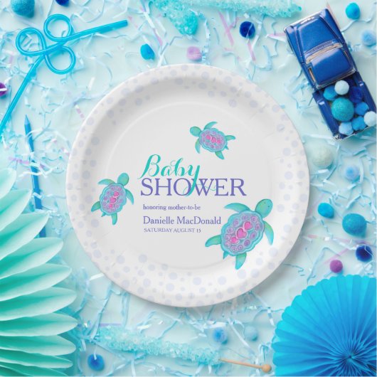 かわいいカメの水色カスタムの赤ちゃんシャワー ペーパープレート (パーティー)