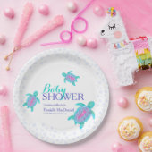 かわいいカメの水色カスタムの赤ちゃんシャワー ペーパープレート (パーティー)