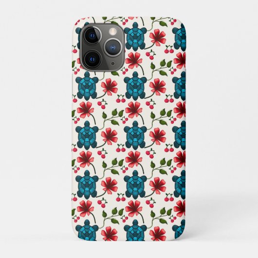 かわいいカメの花柄   Case-Mate iPhoneケース (裏)