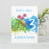 かわいいカメの誕生日カード カード (スタンド正面)