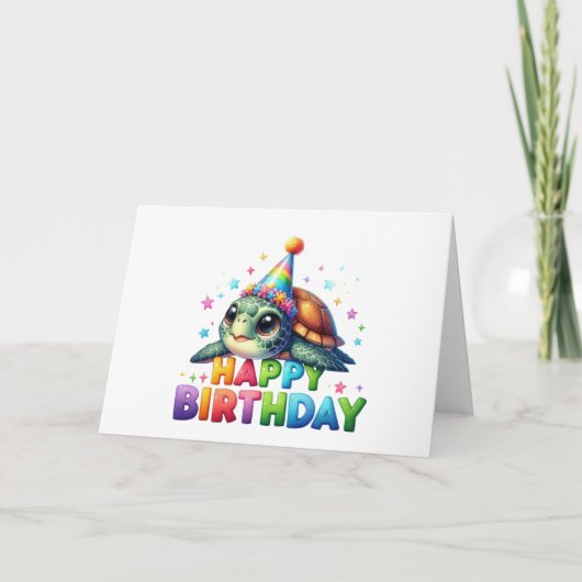 かわいいカメの誕生日カード カード (正面)