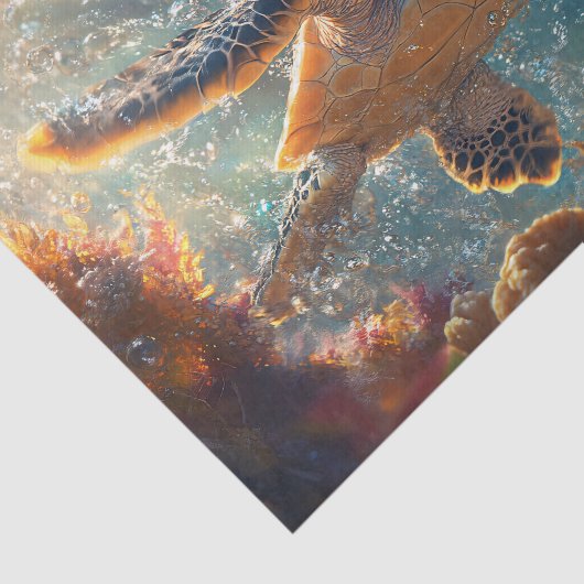 かわいいカメの赤ちゃんと泡のデコパージュ 薄葉紙 (詳細)