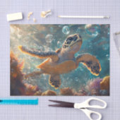 かわいいカメの赤ちゃんと泡のデコパージュ 薄葉紙 (クラフト)