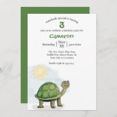 かわいいカメの赤ちゃんのイラスト 招待状 (正面/裏面)