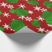 かわいいカメの赤の雪片 ラッピングペーパー (角)