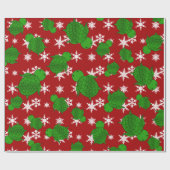 かわいいカメの赤の雪片 ラッピングペーパー (フラット)