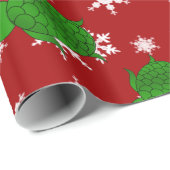 かわいいカメの赤の雪片 ラッピングペーパー (ロールコーナー)