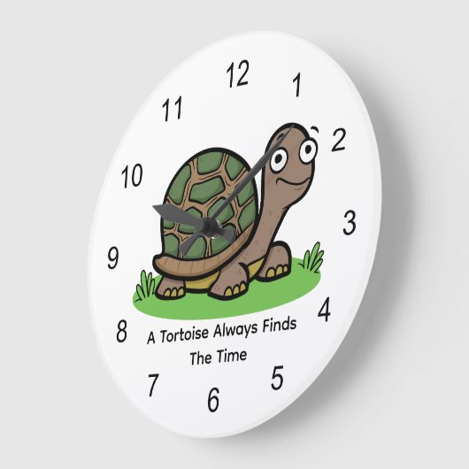 かわいいカメは常に時間を見つける ラージ壁時計 (傾斜)