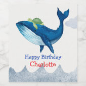 かわいいカメクジラのレース 海 誕生日パーティー ワインラベル (シングルラベル)