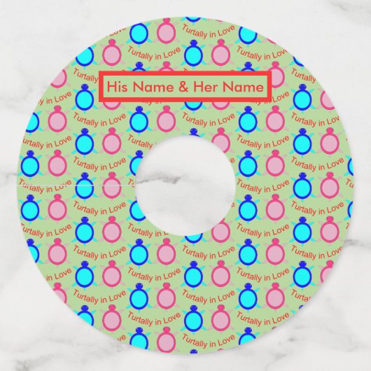 かわいいカメパーソナライズされたのカップル ワイングラスタグ (正面)