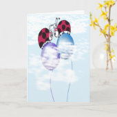 かわいいカメムシとカラフルな風船のバレンタインデー カード (黄色い花)