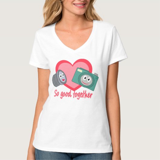 かわいいカメラとレンズ Tシャツ (正面)