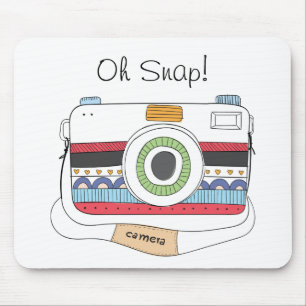 かわいいカメラの落書き Oh Snap マウスパッド