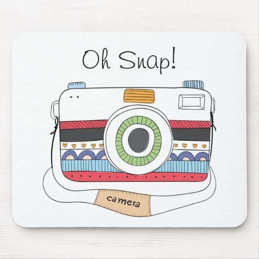 かわいいカメラの落書き Oh Snap マウスパッド (正面)