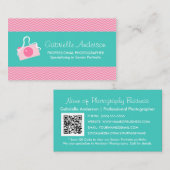 かわいいカメラピンクシェブロンプロフェッショナル写真家 名刺 (正面/裏面)